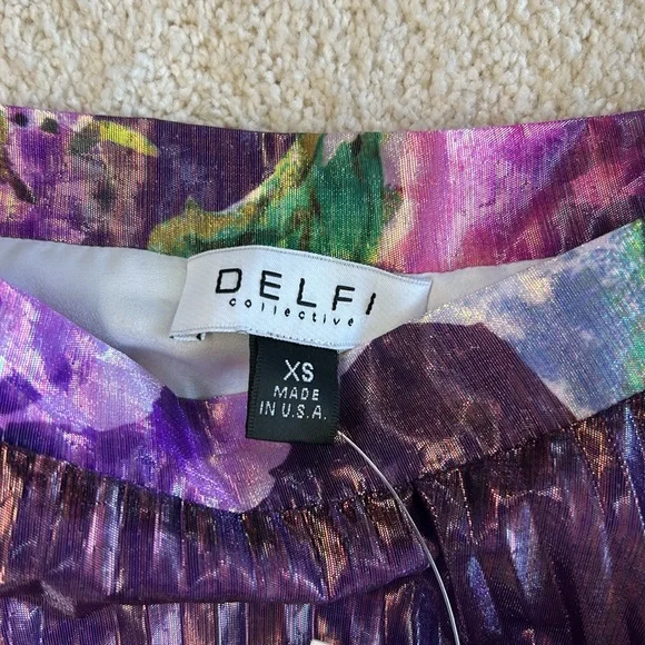 Anthropologie Delfi Accordion Floral Print Shimmer Midi Skirt-NWT!! - Picture 6 of 11